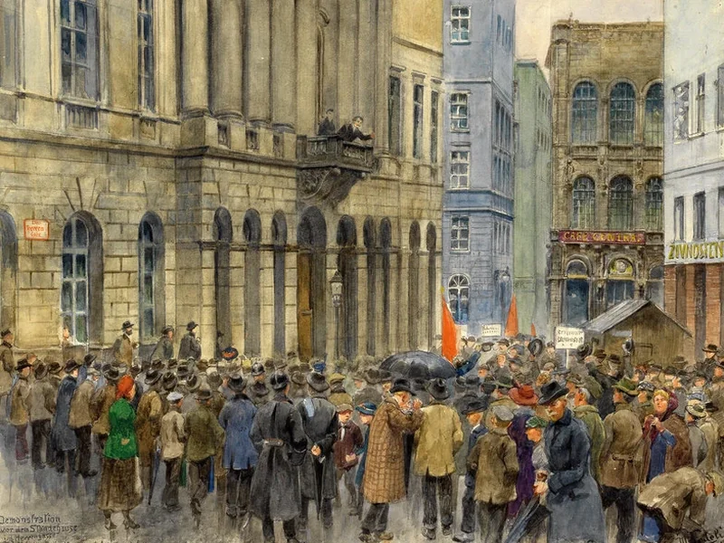 1856-Moritz Ledeli - Manifestazione davanti allo Ständehaus nella Herrengasse di Vienna in occasione della fondazione dell'Austria tedesca